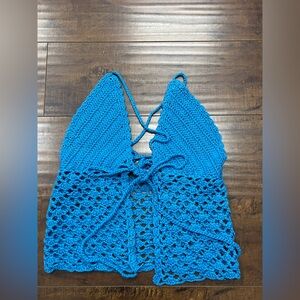 Blue Crochet Women Top